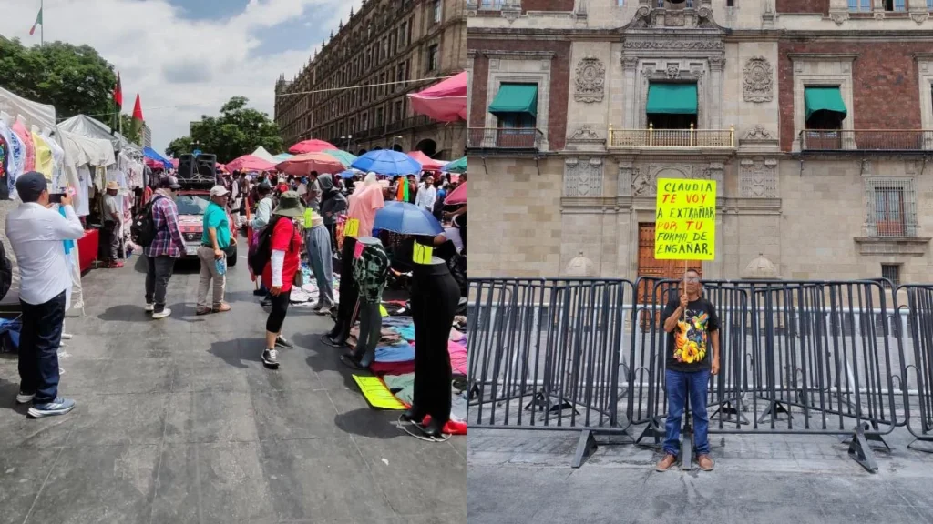 La CNTE durante las manifestaciones de este viernes en el Centro Histórico.