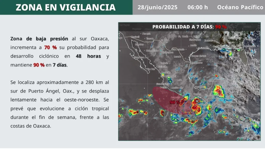 Zona de baja presión en el Pacífico mexicano