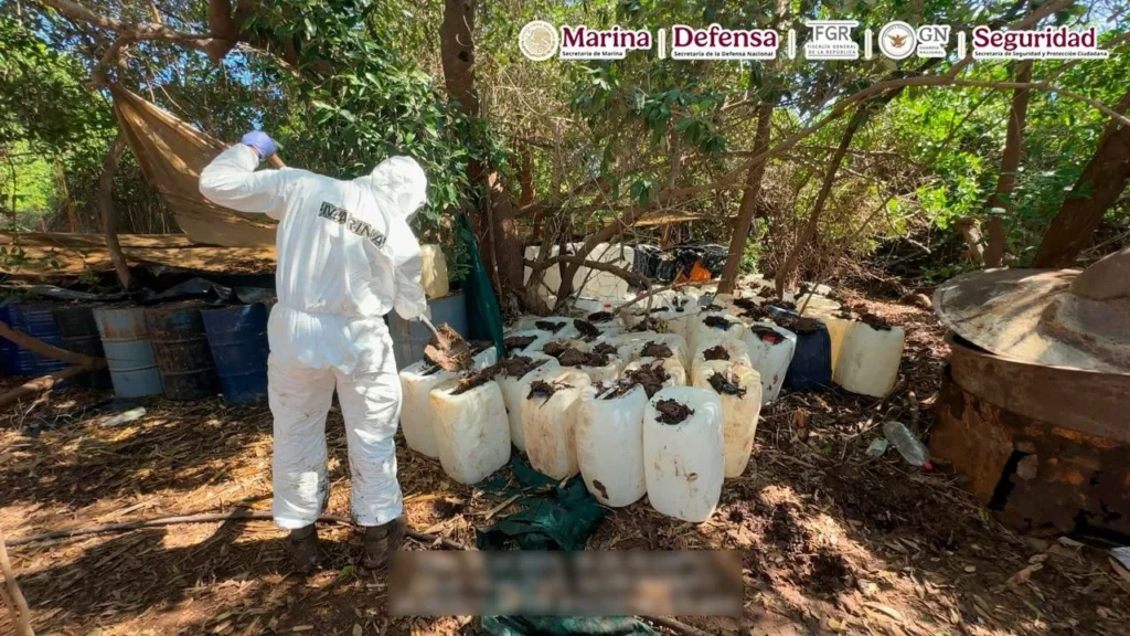 La destrucción de los 'narco laboratorios' tuvo lugar en Novolato, Sinaloa donde se incautaron 5.8 toneladas de mentanfetamina.