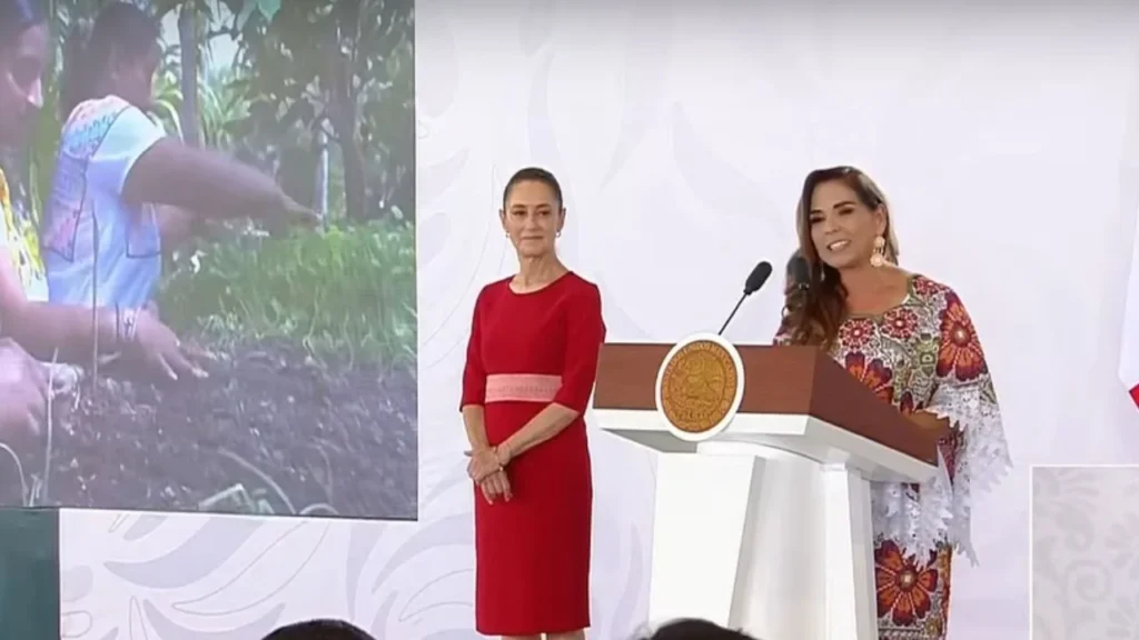 Mara Ledezma, gobernadora de Quintana Roo, le dio la bienvenida a la Presidenta a Chetumal
