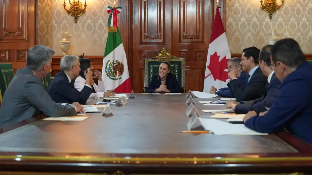 Claudia Sheinbaum recibió a ministros de Canadá en Palacio Nacional para reforzar la relación bilateral y abordar temas ambientales.