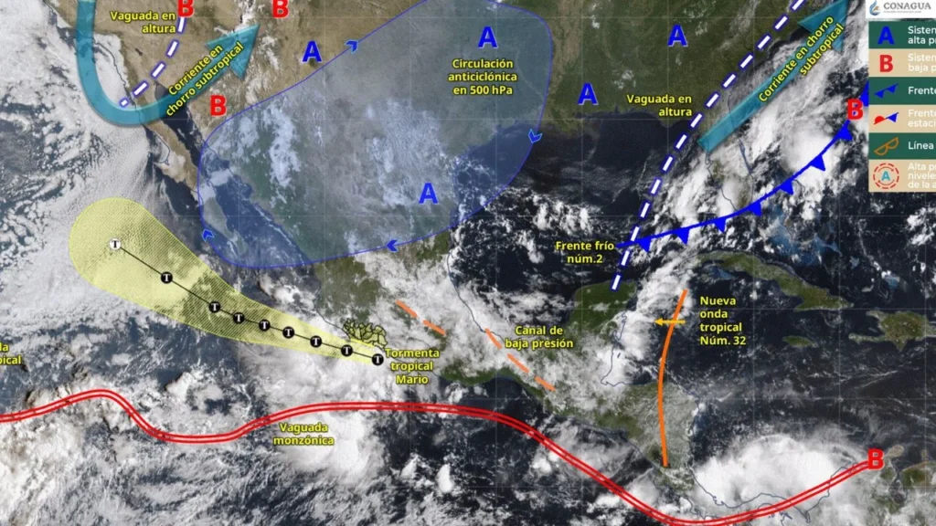 La tormenta tropical Mario se formó este 12 de septiembre frente a costas mexicanas