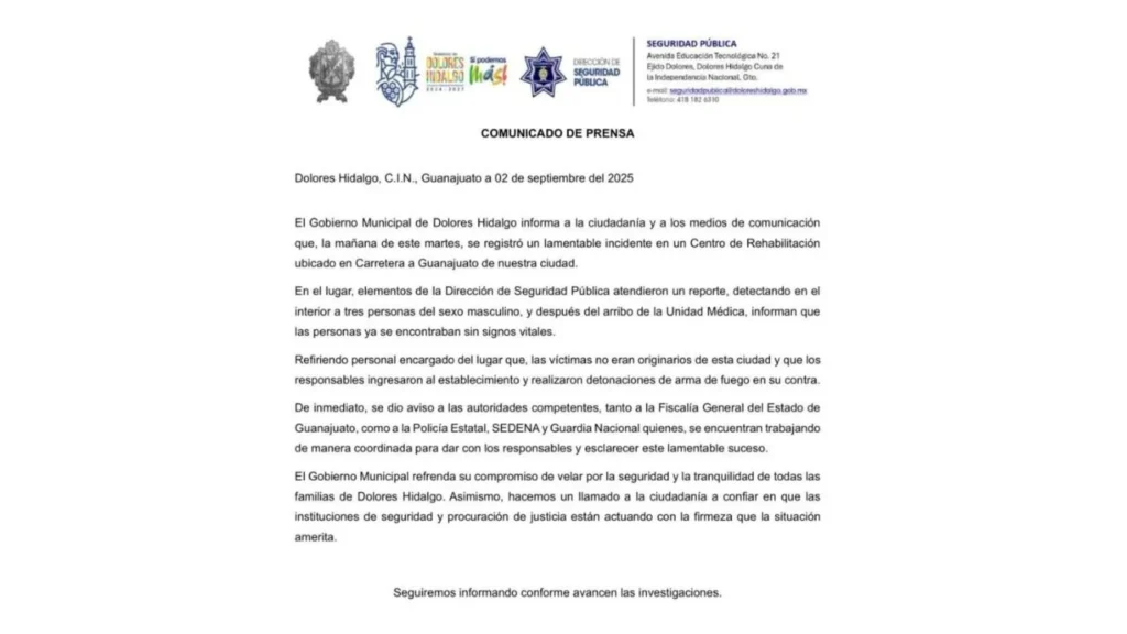 Asesinan a tiros a tres personas al interior de un anexo en Guanajuato.