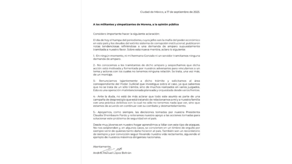 Andy López Beltrán rechazó los amparos tramitados en nombre suyo y de Bobby, y acusó operación en su contra.