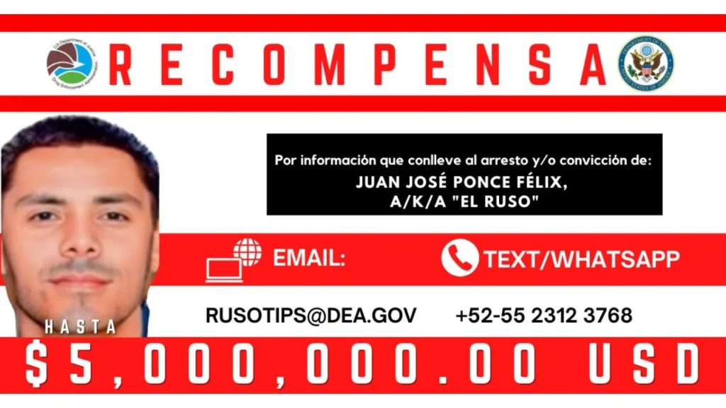 La DEA ofrece recompensa por la captura de Juan José Ponce Félix, alias 'El Ruso'