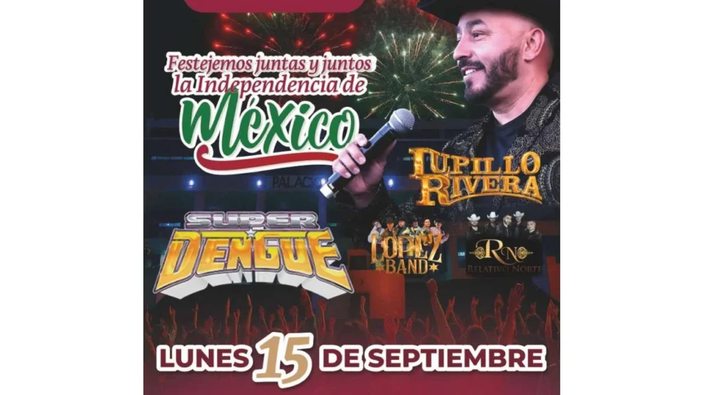 En la Explanada del municipio estará Lupillo Rivera y Sonido Super Dengue.