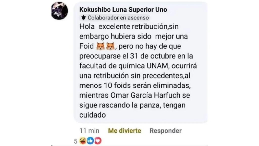 Por presuntas amenazas en redes Facultad de Química tendrá clases en línea.
