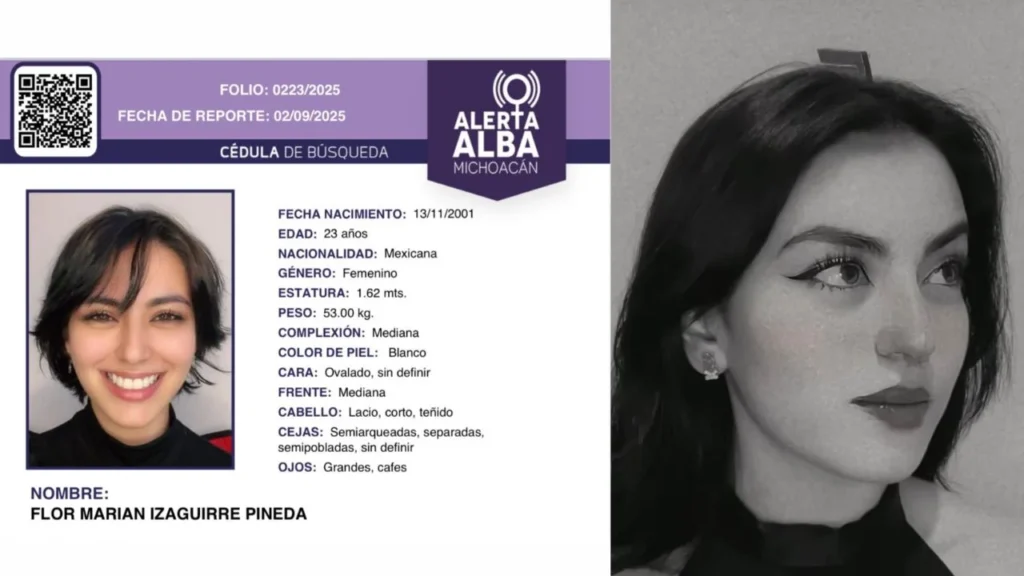 La última publicación de Marian Izaguirre fue el 30 de agosto y el martes 2 de septiembre autoridades de Michoacán emitieron la Alerta Alba.