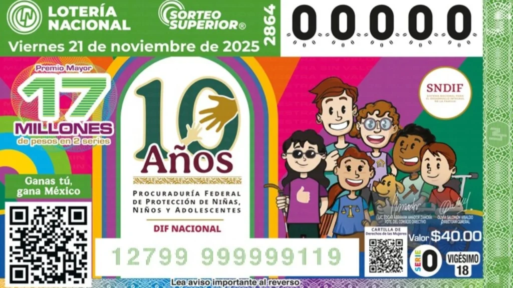 La titular de la Lotería Nacional, Olivia Salomón, mencionó que el billete conmemorativo celebra y reconoce en trabajo del PFPNNA.