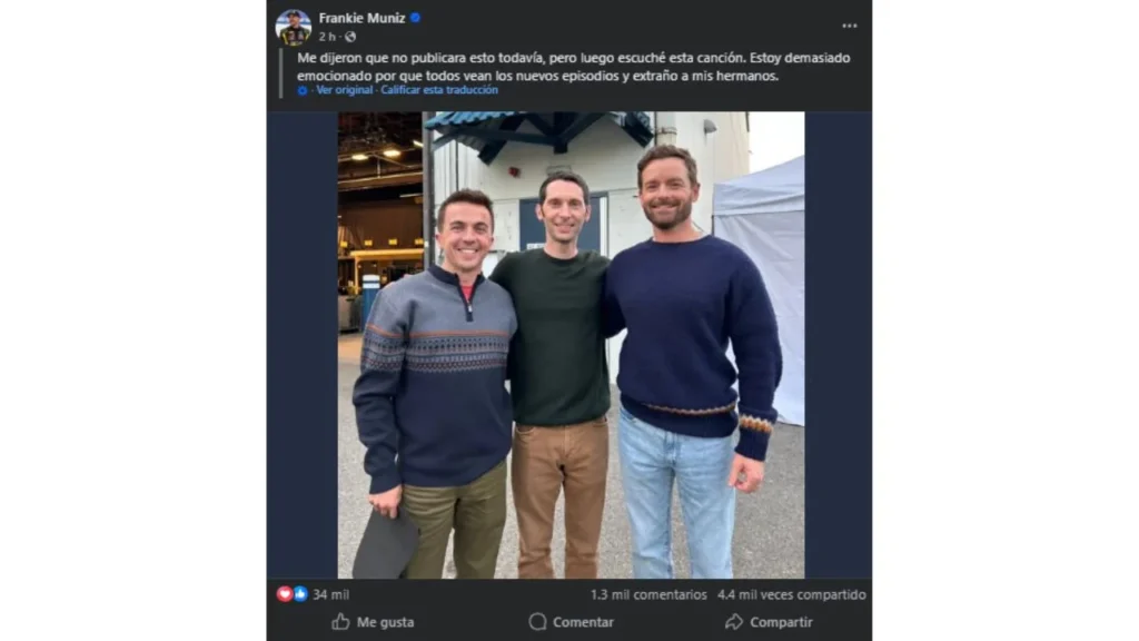 Frankie Muniz, protagonista de la serie ‘Malcolm el de en medio’, compartió una nueva fotografía con sus ‘hermanos’.