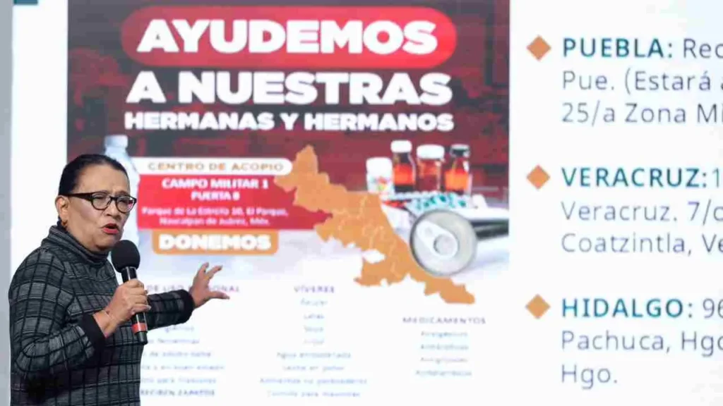 La titular de Segob agradeció los apoyos a los damnificados.