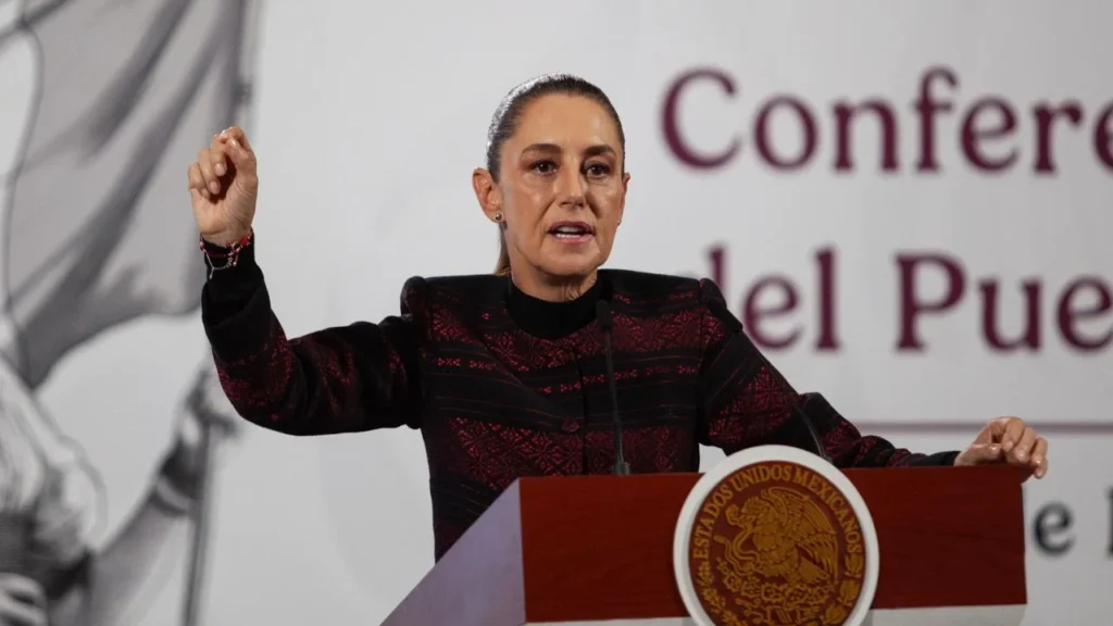 La presidenta Claudia Sheinbaum durante la Conferencia del Pueblo correspondiente al 09 de octubre de 2025