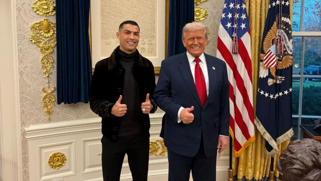 De manera oficial, Cristiano Ronaldo acudió a la Casa Blanca para tener una breve reunión con el presidente Donald Trump.