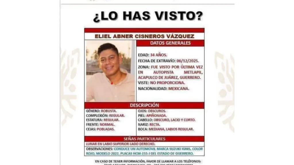 Localizan sin vida al chef Eliel Cisneros, desaparecido en Acapulco