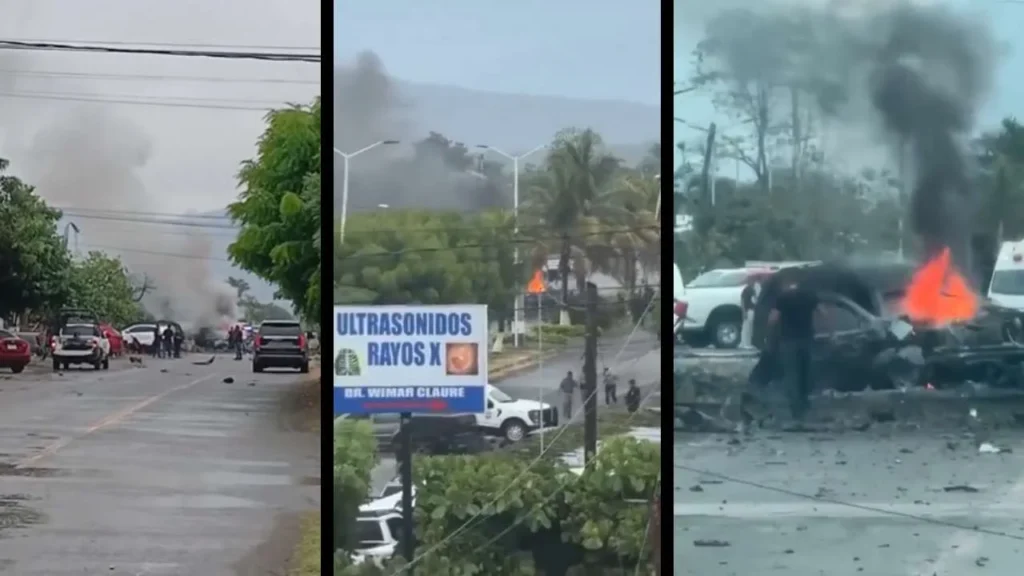 Una explosión frente a las instalaciones de la Policía Comunitaria de Coahuayana, Michoacán, deja al menos 2 muertos.