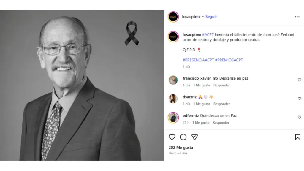 El actor Juan José Zerboni falleció a los 72 años de edad, se le recuerda por aparecer en ‘Mujeres Asesinas’ y otras producciones.