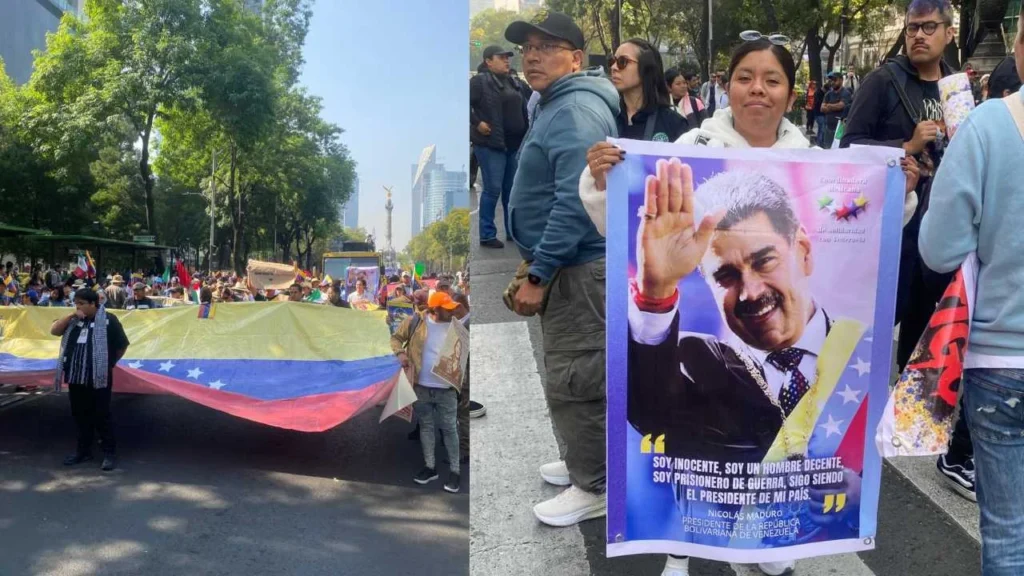 A la movilización se sumaron organizaciones campesinas y sindicatos para protestar por la detención de Nicolás Maduro y su esposa, Cilia Flores.