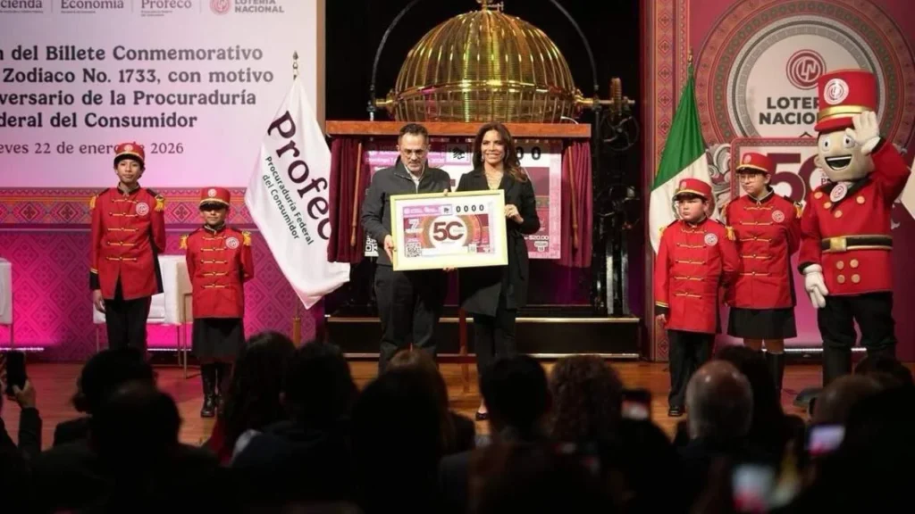  Lotería Nacional presentó el billete del Sorteo Zodiaco No. 1733, como reconocimiento a los 50 años de Profeco.