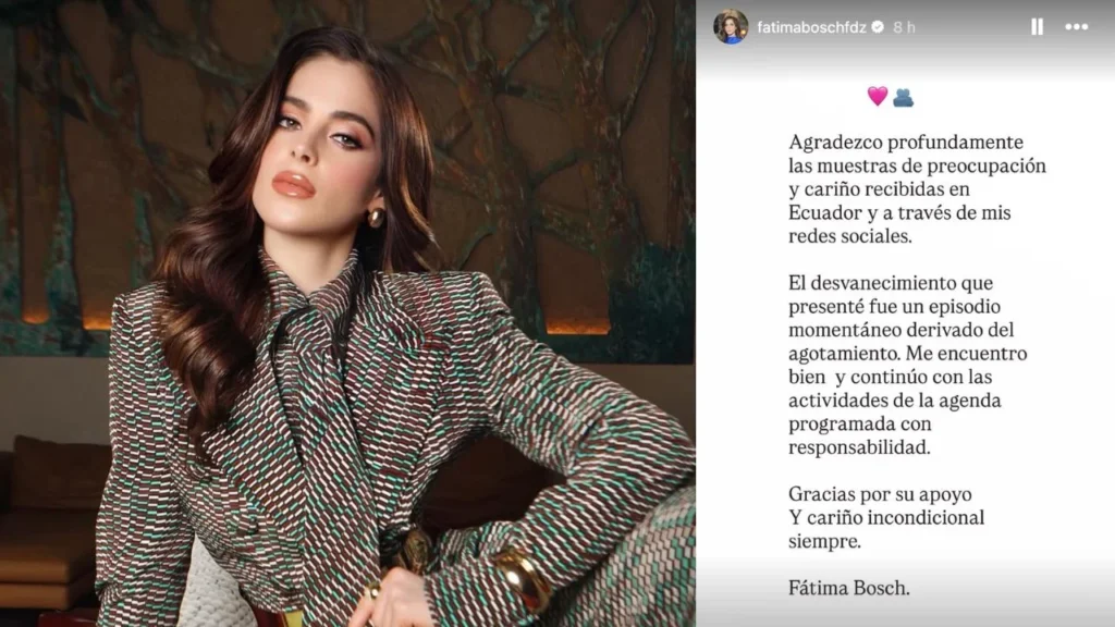 Fátima Bosch causó alarma entre sus seguidores tras desvanecerse en un evento, esto fue lo que dijo respecto a su estado de salud.
