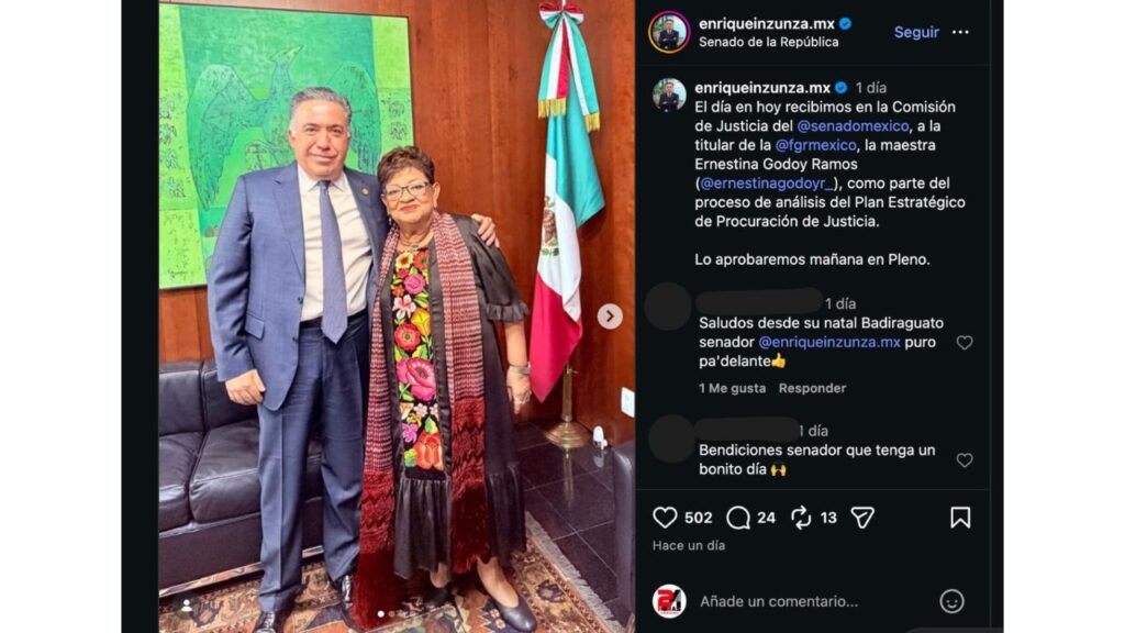 Enrique Inzunza Cázarez 'presumió' en redes una reunión con la fiscal Ernestina Godoy solo un día antes de ser acusado de narcotráfico.