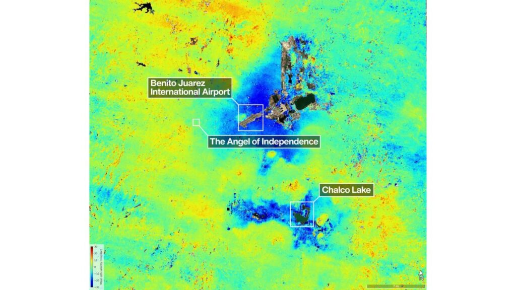 La NASA reveló que algunas partes de la Ciudad de México se hundieron 2 cm al mes desde octubre de 2025 hasta enero de 2026.