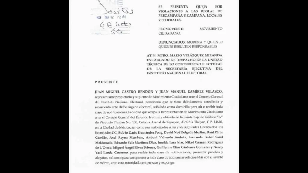 Queja de MC por violaciones a las reglas de precampaña.