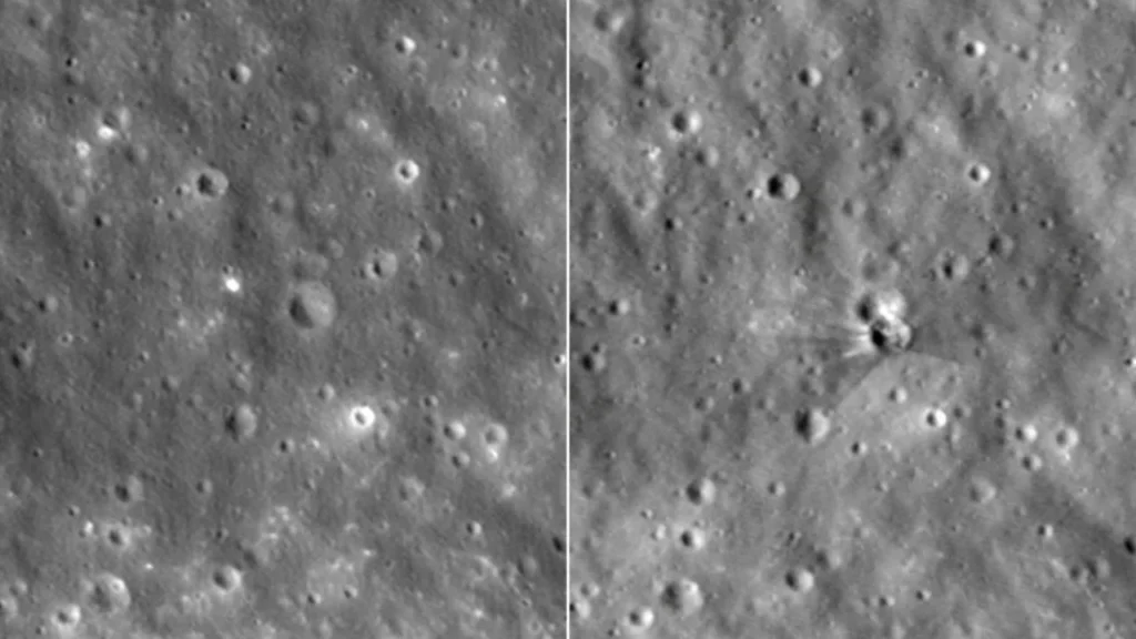 El LRO tomó las fotografías del cráter mostradas por la NASA entre el 11 y el 12 de agosto, tras el impacto del Falcon 9 de SpaceX.