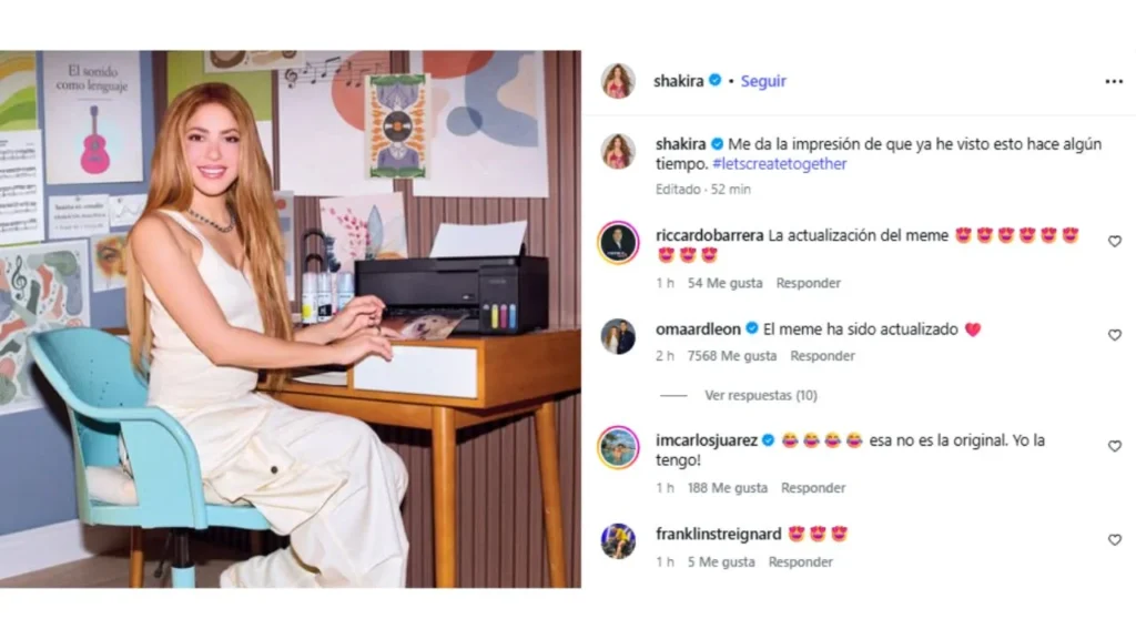 La cantante Shakira volvió a generar conversación en redes sociales al publicar en su cuenta de Instagram una nueva versión de su meme.
