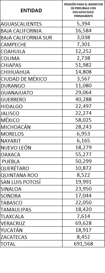 Padrón de apoyos para Personas con Discapacidad