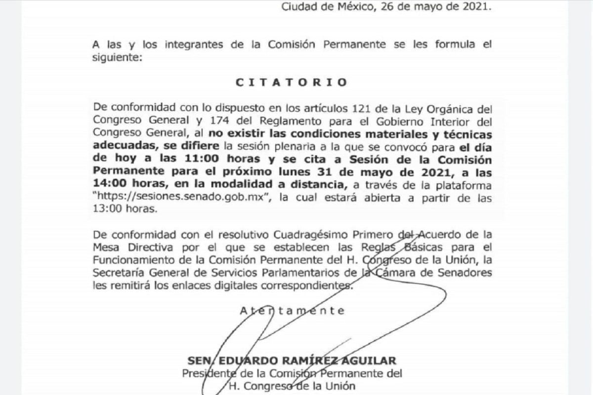 Sesión permanente en el Senado suspendida