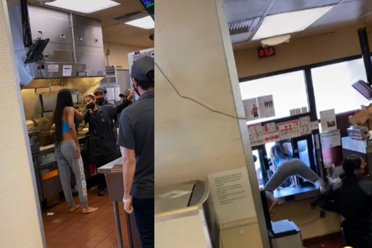 Foto: TikTok/ @k1ngavi | ¡Nunca es mal momento! Tras pelear con el personal mujer twerkea en ventanilla de autoservicio