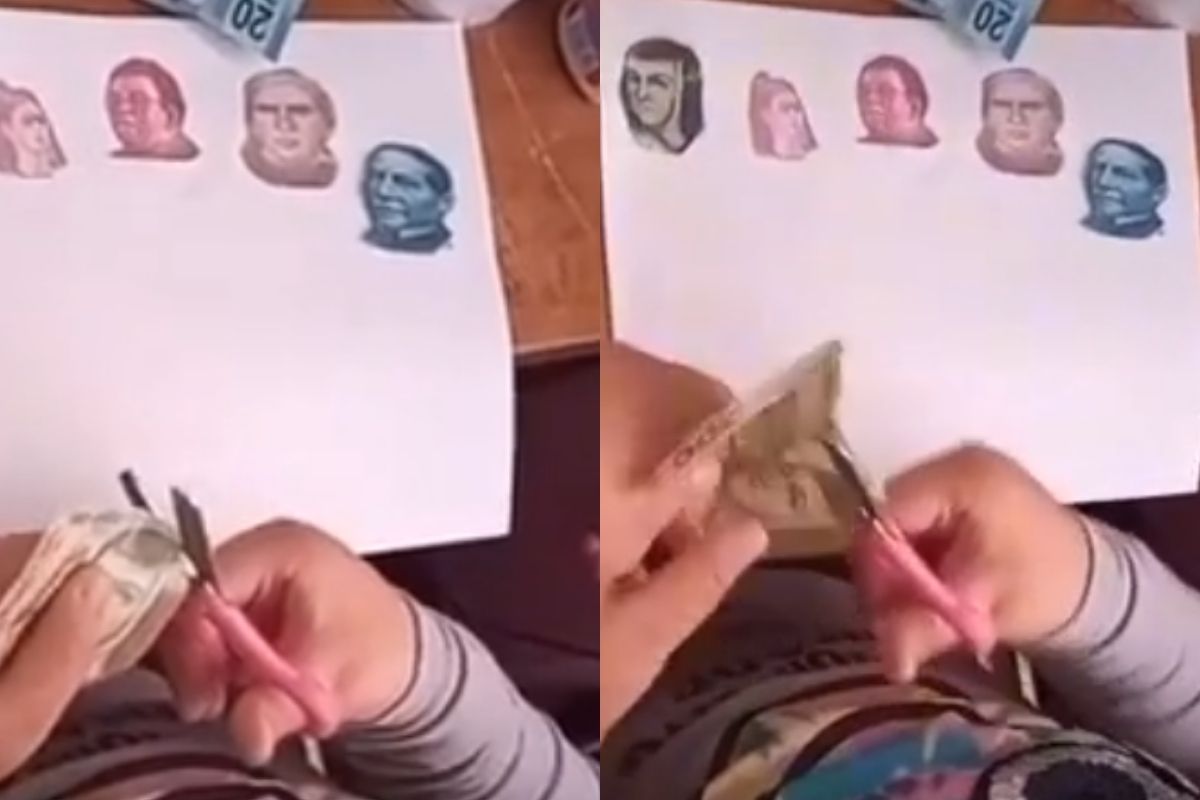 Foto:Captura de pantalla|¡Carísimo! Niña recorta varios billetes para ilustrar su tarea… se viraliza