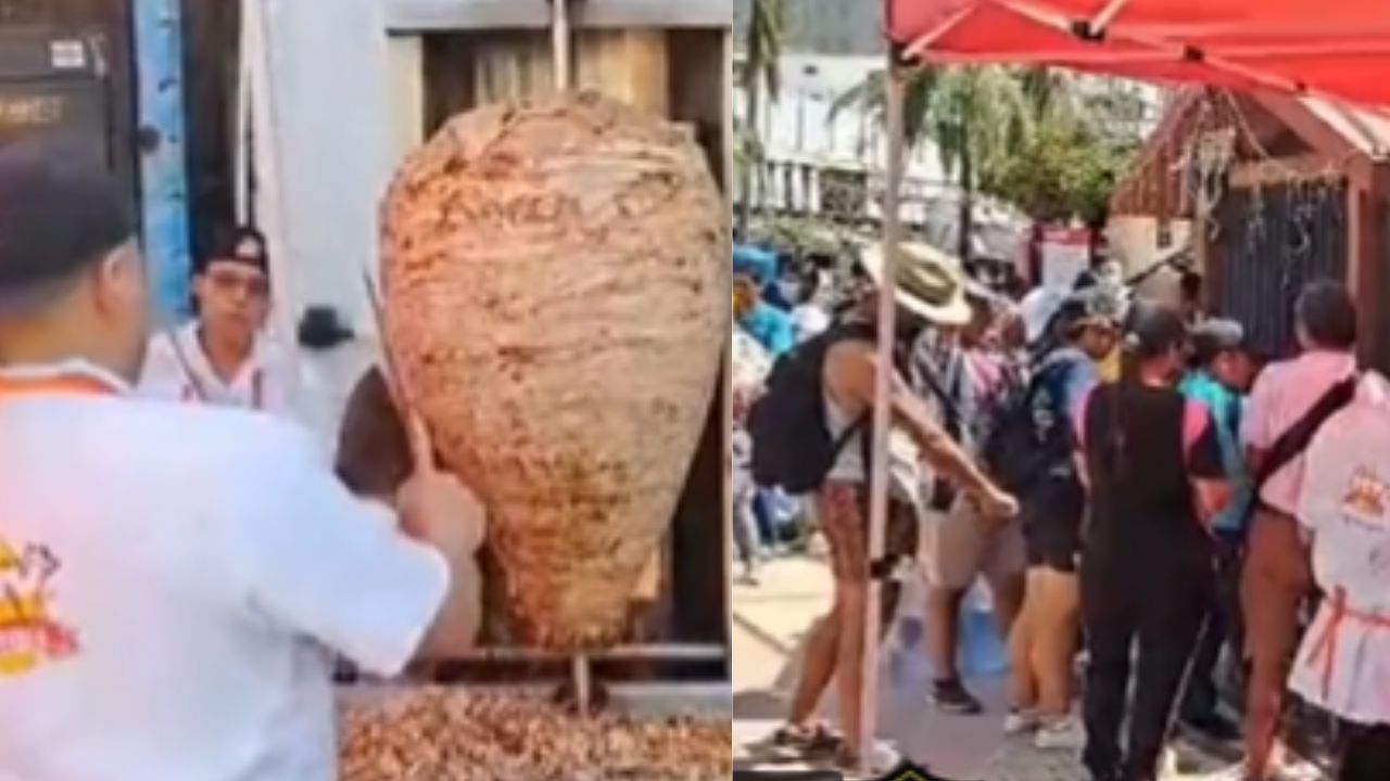 La taquería Don Rey, repartió 120 kg de carne al pastos (2 mil 500 tacos) a los damnificados por el huracán Otis