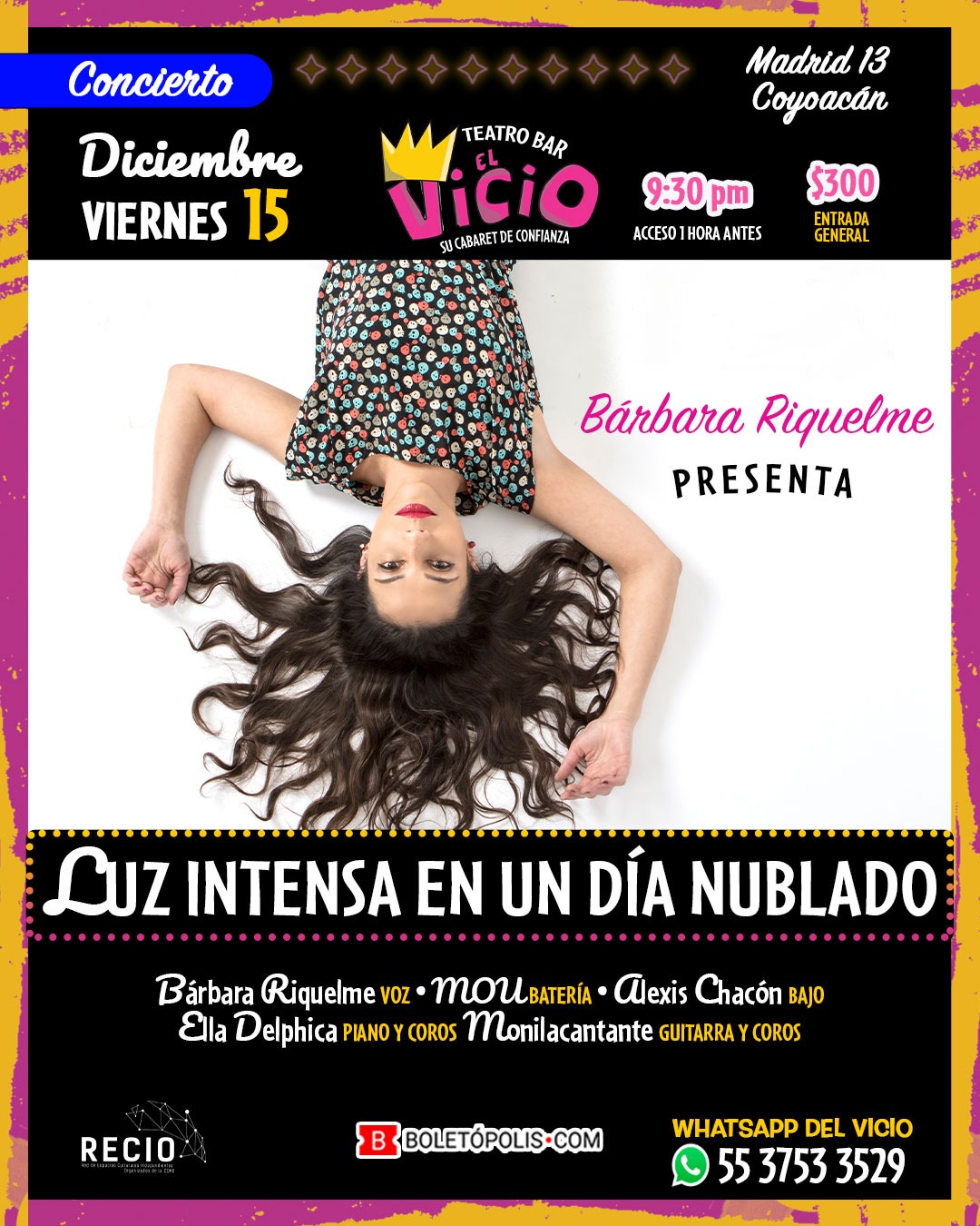 La cantautora de "Luz intensa en un día nublado" se presentara en el Teatro Bar El Vicio.