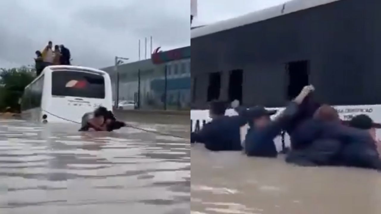 Rescatan a trabajadores que quedaron varados en inundaciones provocadas por "Alberto"