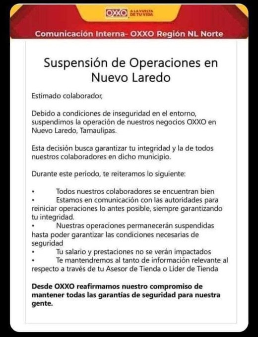 Foto: X@Ale___LeonComunicado interno para trabajadores de OXXO