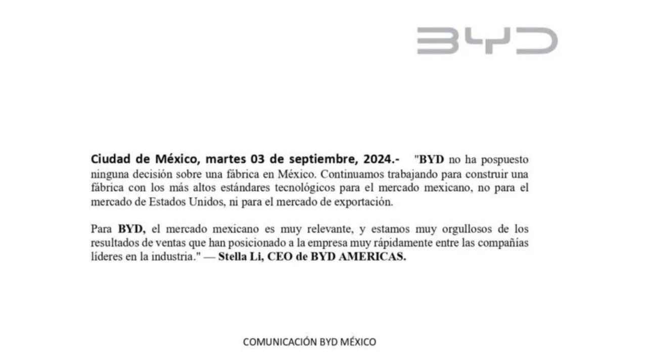 Comunicado BYD