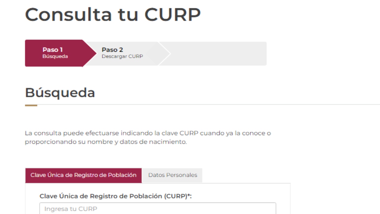 Foto: Captura de Pantalla/ Consulta de CURP