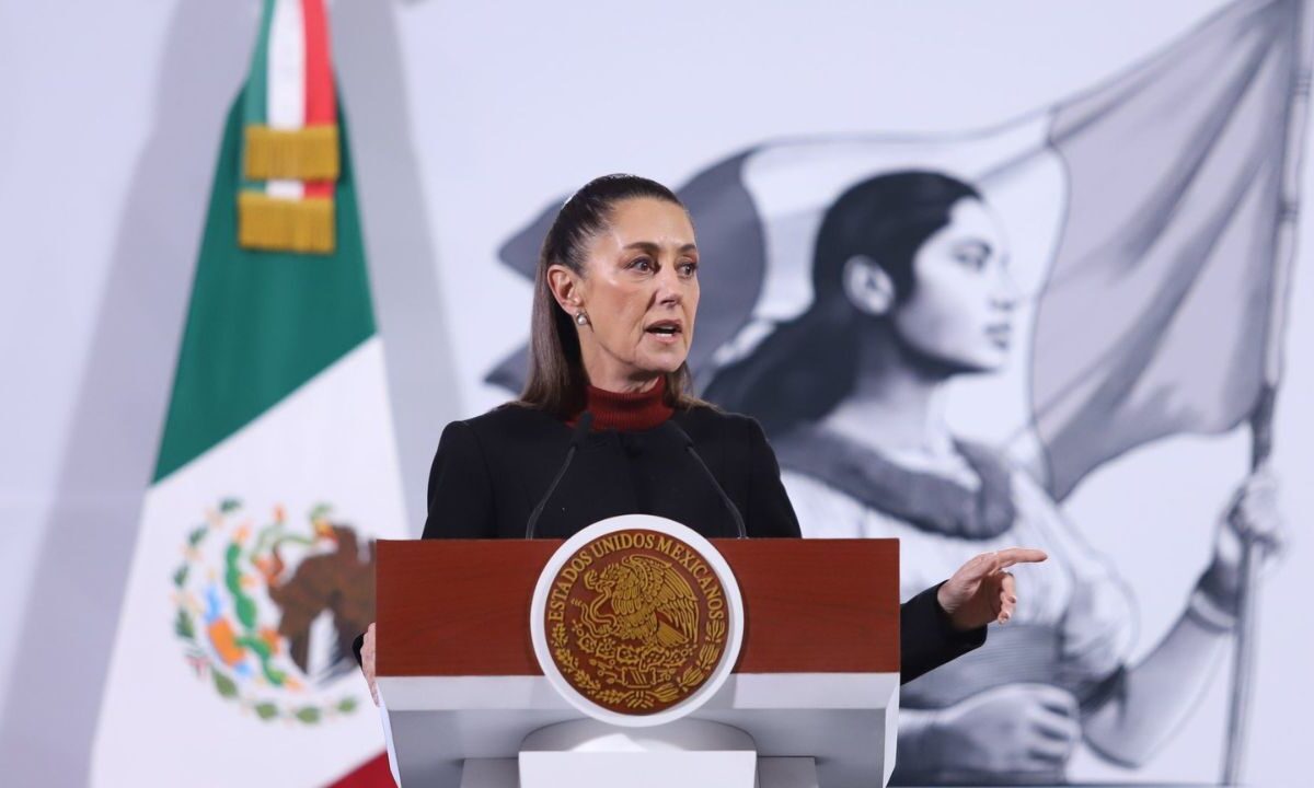 Presidenta Claudia Sheinbaum durante su conferencia mañanera del pueblo