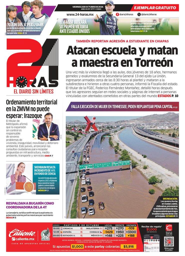 Portada 24 Horas impreso