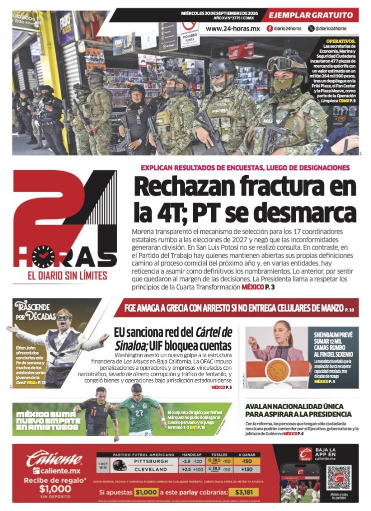 Portada 24 Horas impreso