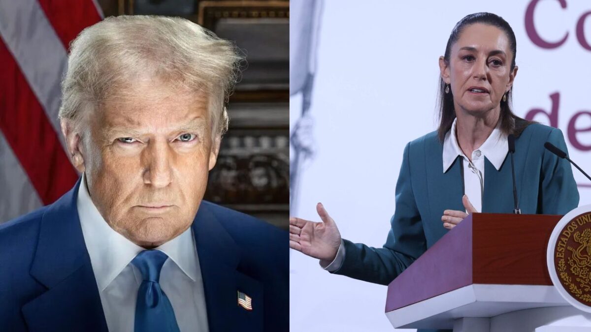 La presidenta de México, Claudia Sheinbaum, y el mandatario de EU, Donald Trump