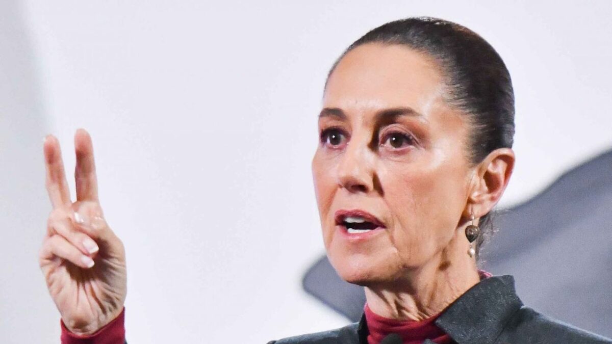 Claudia Sheinbaum, presidenta de México, durante la conferencia mañanera realizada en Palacio Nacional.