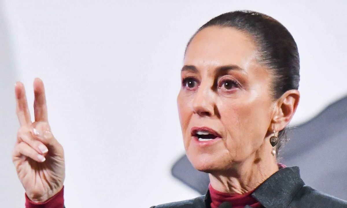 Claudia Sheinbaum, presidenta de México, durante la conferencia mañanera realizada en Palacio Nacional.