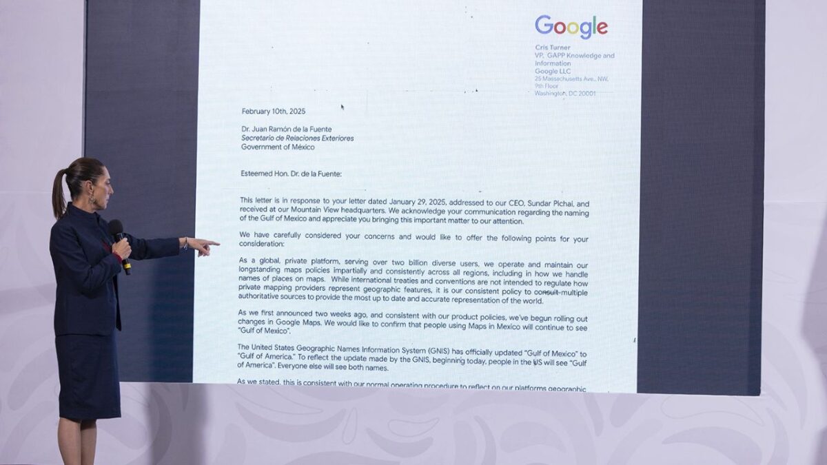 El Gobierno de México mostró la misiva enviada a Google por nombrar al Golfo de México como Golfo de América en Maps; esto dice.