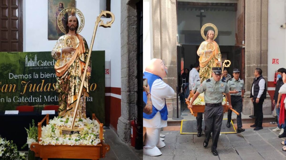 Dr. Simi dona a la Catedral Metropolitana una imagen de San Judas Tadeo.