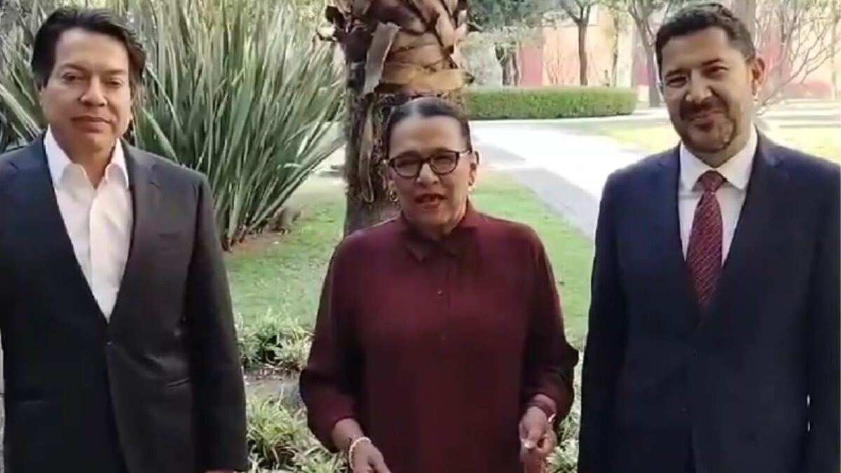 “En el Gobierno de México privilegiamos el respeto, el diálogo y los derechos laborales”, refirió Rosa Icela, junto a Delgado y Batres, sobre la Ley del ISSSTE.