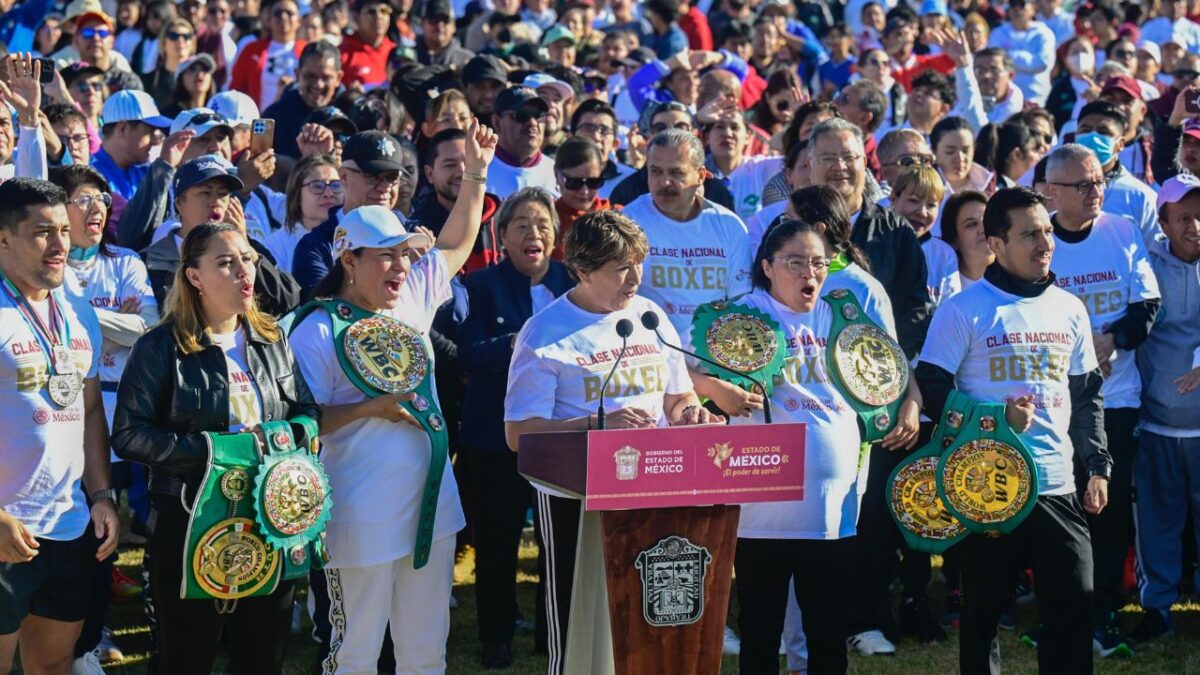Delfina Gómez encabeza la Clase Nacional de Boxeo en la entidad y conecta nocaut en contra de las adicciones; creará módulos de escuela de boxeo en el Estado de México.