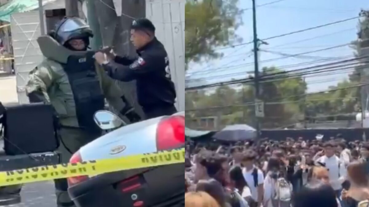 Equipo antibombas en la Prepa 5