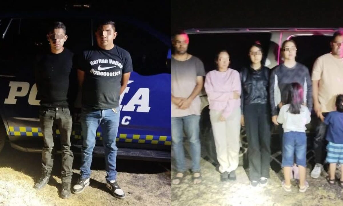 Autoridades de Salamanca, Guanajuato detuvieron a dos hombres que transportaban a siete personas migrantes, seis de origen iraní y una venezolana.
